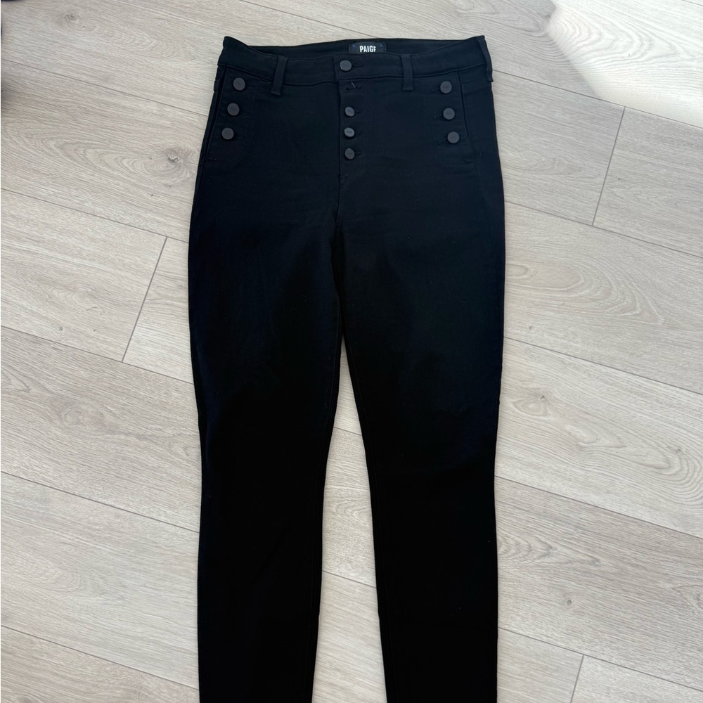 PAIGE Black Skinny Button-Up Jeans
